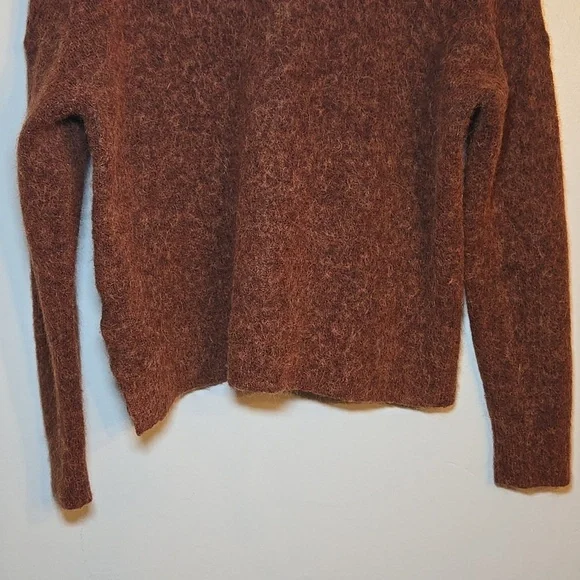 Madewell Carrabelle Polo Cardigan Alpaca Mohair Sweater In Heather Mahogany - Picture 12 of 14